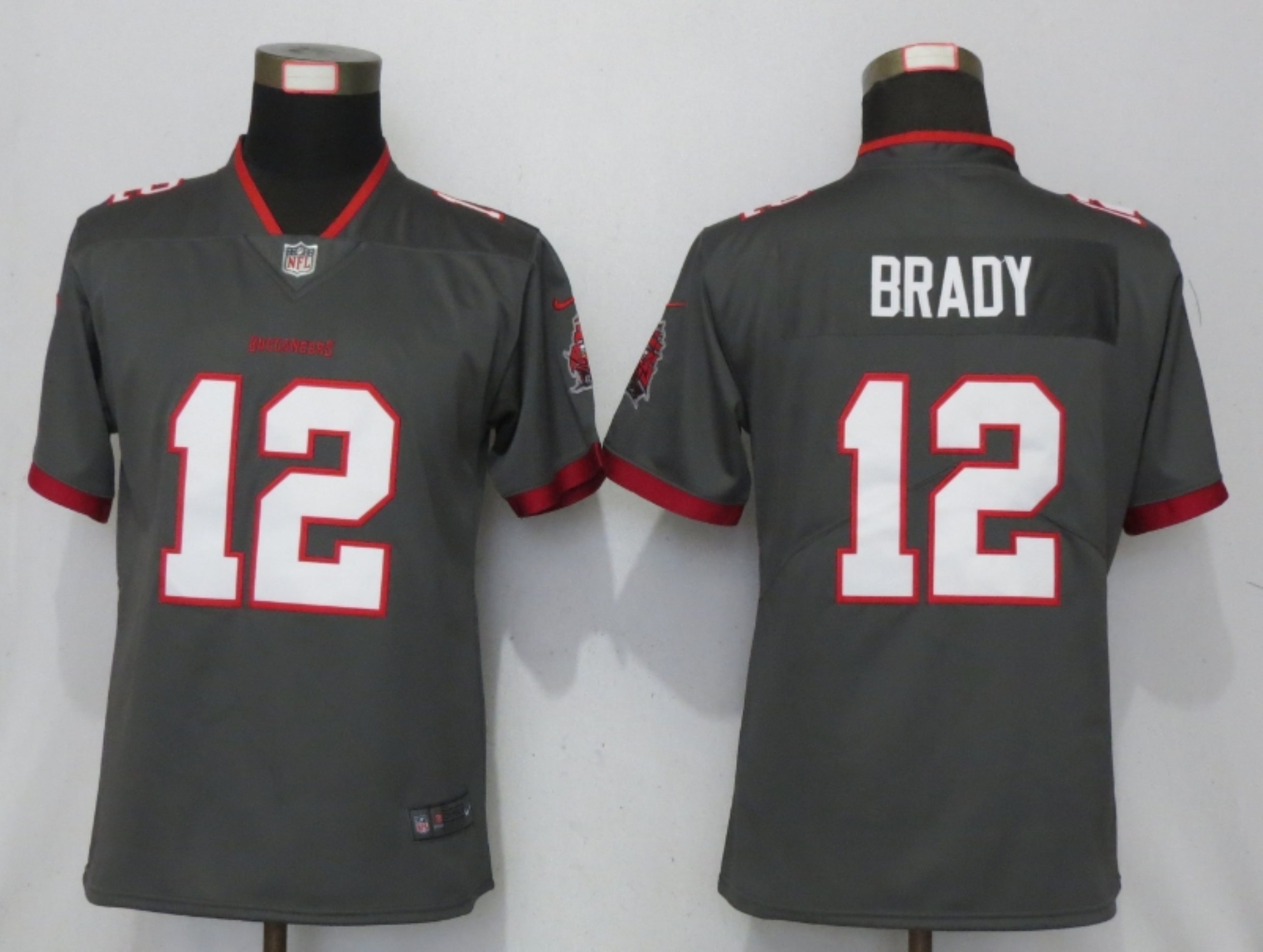 Women New Nike Tampa Bay Buccaneers 12 Brady Nike Pewter Alternate Vapor Elite Playe